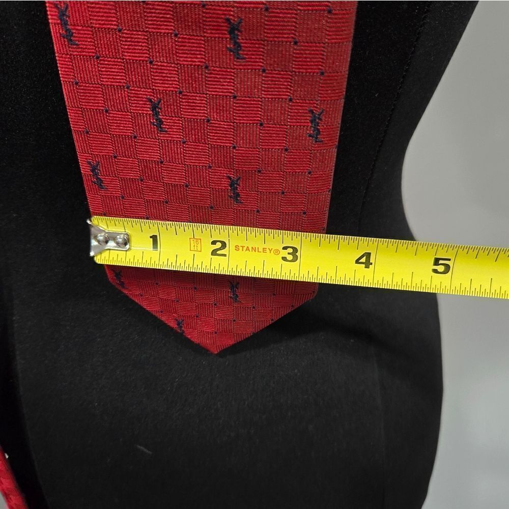 🐢 Vintage YSL Yves Saint Laurent Men's tie. Red - Picture 3 of 5